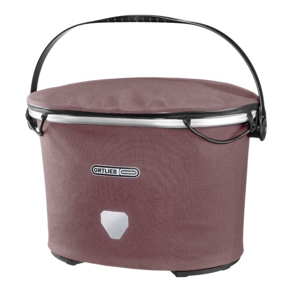 Elegante, wasserdichte Fahrradlenkertasche von Ortlieb in der Farbe Ash Rose, ideal für stilvolles Pendeln und sich
