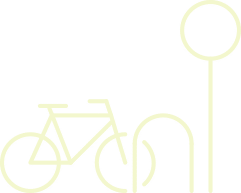 Abstrakte Darstellung einer Fahrradinstallation mit minimalistischen Linien.